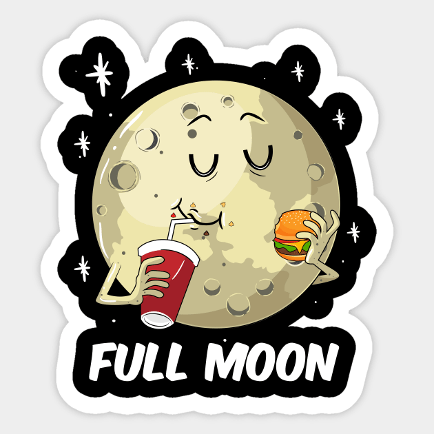 Kids Full Moon Shirt Fast Food Moon Burger Lover Girl Sticker by ELFEINHALB
